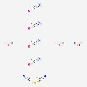 molecular formula C6H6FeK4N6O3 B079640 Potassium ferrocyanide trihyrate CAS No. 14459-95-1