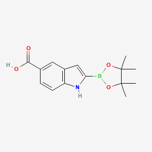 molecular formula C15H18BNO4 B7964190 2-(tetramethyl-1,3,2-dioxaborolan-2-yl)-1H-indole-5-carboxylic acid 