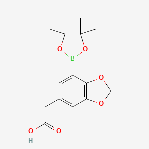 molecular formula C15H19BO6 B7964208 [7-(tetramethyl-1,3,2-dioxaborolan-2-yl)-2H-1,3-benzodioxol-5-yl]acetic acid 