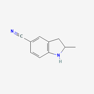 molecular formula C10H10N2 B7964303 2-Methylindoline-5-carbonitrile 