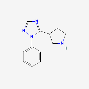 molecular formula C12H14N4 B7964451 1-phenyl-5-(pyrrolidin-3-yl)-1H-1,2,4-triazole 