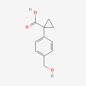 molecular formula C11H12O3 B7964948 1-[4-(Hydroxymethyl)phenyl]cyclopropane-1-carboxylic acid 