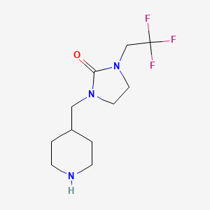 molecular formula C11H18F3N3O B7965192 1-(Piperidin-4-ylmethyl)-3-(2,2,2-trifluoroethyl)imidazolidin-2-one 