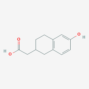 molecular formula C12H14O3 B7965444 2-(6-Hydroxy-1,2,3,4-tetrahydronaphthalen-2-yl)acetic acid 