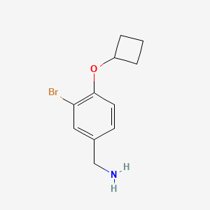 molecular formula C11H14BrNO B7965485 (3-Bromo-4-cyclobutoxyphenyl)methanamine 