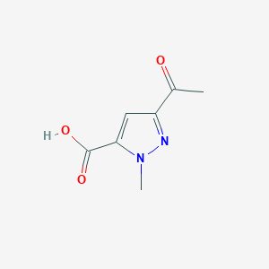 molecular formula C7H8N2O3 B7965803 3-acetyl-1-methyl-1H-pyrazole-5-carboxylic acid 