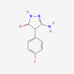 molecular formula C9H8FN3O B7966394 3-amino-4-(4-fluorophenyl)-4,5-dihydro-1H-pyrazol-5-one 