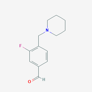 molecular formula C13H16FNO B7966558 3-Fluoro-4-(piperidin-1-ylmethyl)benzaldehyde 