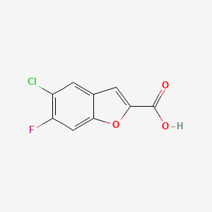 molecular formula C9H4ClFO3 B7966635 5-Chloro-6-fluoro-1-benzofuran-2-carboxylic acid 