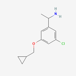 molecular formula C12H16ClNO B7966645 1-(3-Chloro-5-(cyclopropylmethoxy)phenyl)ethanamine 