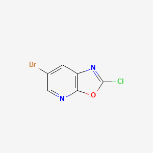 molecular formula C6H2BrClN2O B7966886 6-Bromo-2-chlorooxazolo[5,4-b]pyridine 