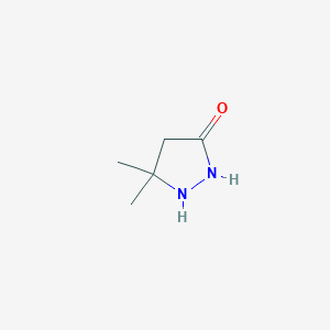 molecular formula C5H10N2O B7966976 5,5-二甲基吡唑烷-3-酮 CAS No. 42953-82-2