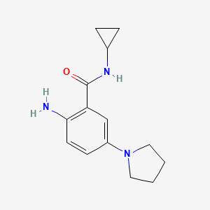 molecular formula C14H19N3O B7967296 2-Amino-N-cyclopropyl-5-(pyrrolidin-1-yl)benzamide 
