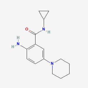 molecular formula C15H21N3O B7967335 2-Amino-N-cyclopropyl-5-(piperidin-1-yl)benzamide 