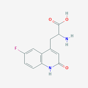 molecular formula C12H11FN2O3 B7967721 2-amino-3-(6-fluoro-2-oxo-1H-quinolin-4-yl)propanoic acid 