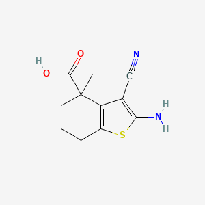 molecular formula C11H12N2O2S B7967878 2-Amino-3-cyano-4-methyl-4,5,6,7-tetrahydrobenzo[b]thiophene-4-carboxylic acid 