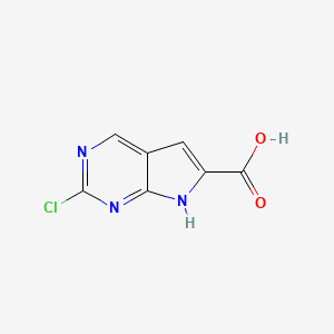 molecular formula C7H4ClN3O2 B7968146 2-Chloro-7H-pyrrolo[2,3-d]pyrimidine-6-carboxylic acid 