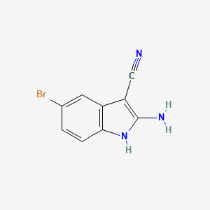molecular formula C9H6BrN3 B7968310 2-Amino-5-bromo-1h-indole-3-carbonitrile 