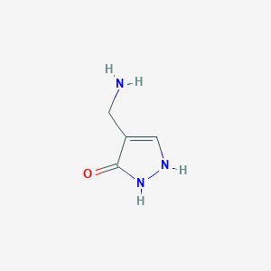 molecular formula C4H7N3O B7968661 4-(aminomethyl)-2,3-dihydro-1H-pyrazol-3-one 