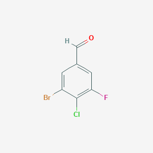 molecular formula C7H3BrClFO B7968665 3-Bromo-4-chloro-5-fluorobenzaldehyde 