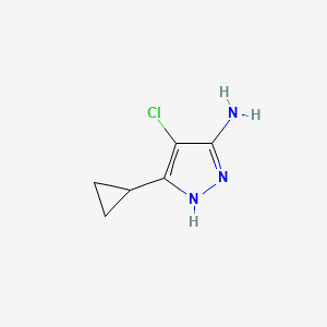 molecular formula C6H8ClN3 B7968723 1H-Pyrazol-3-amine, 4-chloro-5-cyclopropyl- 