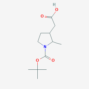 molecular formula C12H21NO4 B7968857 2-[2-Methyl-1-[(2-methylpropan-2-yl)oxycarbonyl]pyrrolidin-3-yl]acetic acid 