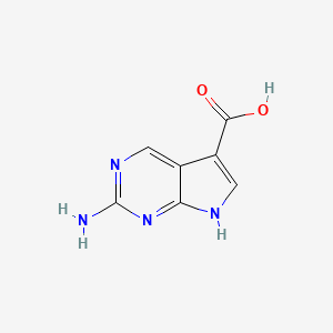 molecular formula C7H6N4O2 B7968955 2-Amino-7H-pyrrolo[2,3-d]pyrimidine-5-carboxylic acid 