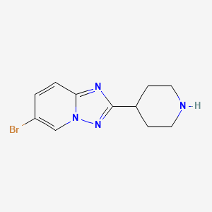molecular formula C11H13BrN4 B7969325 6-Bromo-2-(piperidin-4-yl)-[1,2,4]triazolo[1,5-a]pyridine 