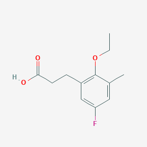 molecular formula C12H15FO3 B7969376 3-(2-Ethoxy-5-fluoro-3-methylphenyl)propanoic acid 