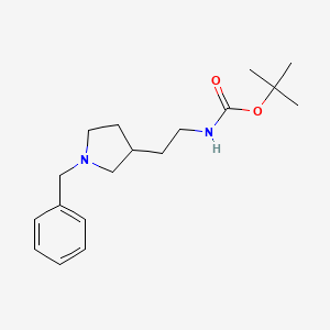 molecular formula C18H28N2O2 B7969389 (3RS)-1-benzyl-3-(N-tert-butyloxycarbonylaminoethyl)pyrrolidine 