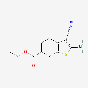 molecular formula C12H14N2O2S B7969423 Ethyl 2-amino-3-cyano-4,5,6,7-tetrahydro-1-benzothiophene-6-carboxylate 