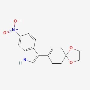 molecular formula C16H16N2O4 B7969448 6-Nitro-3-(1,4-dioxaspiro[4.5]dec-7-en-8-yl)-1H-indole 