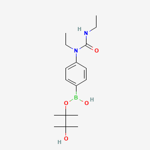 molecular formula C17H29BN2O4 B7969729 [4-[Ethyl(ethylcarbamoyl)amino]phenyl]-(3-hydroxy-2,3-dimethylbutan-2-yl)oxyborinic acid 