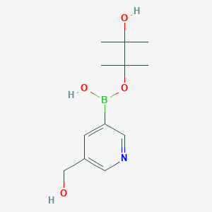molecular formula C12H20BNO4 B7969734 (3-Hydroxy-2,3-dimethylbutan-2-yl)oxy-[5-(hydroxymethyl)pyridin-3-yl]borinic acid 