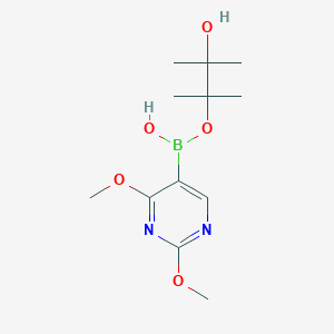 molecular formula C12H21BN2O5 B7969750 (2,4-Dimethoxypyrimidin-5-yl)-(3-hydroxy-2,3-dimethylbutan-2-yl)oxyborinic acid 