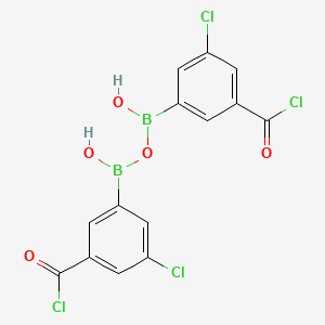 molecular formula C14H8B2Cl4O5 B7969759 Bis(3-chloro-5-(chlorocarbonyl)phenyl)diboronic acid 