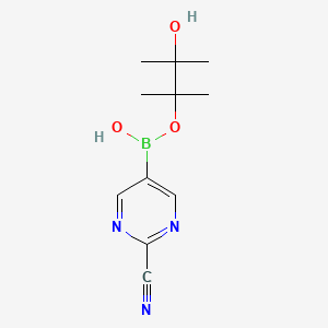 molecular formula C11H16BN3O3 B7969855 (2-Cyanopyrimidin-5-yl)-(3-hydroxy-2,3-dimethylbutan-2-yl)oxyborinic acid 