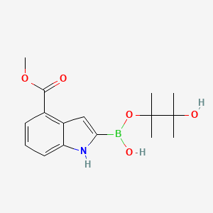 molecular formula C16H22BNO5 B7969857 (3-hydroxy-2,3-dimethylbutan-2-yl)oxy-(4-methoxycarbonyl-1H-indol-2-yl)borinic acid 