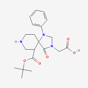 molecular formula C20H27N3O5 B7969902 2-[6-[(2-Methylpropan-2-yl)oxycarbonyl]-4-oxo-1-phenyl-1,3,8-triazaspiro[4.5]decan-3-yl]acetic acid 