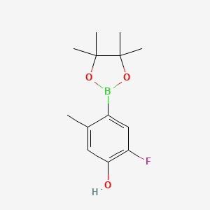 molecular formula C13H18BFO3 B7970006 2-Fluoro-5-methyl-4-(4,4,5,5-tetramethyl-1,3,2-dioxaborolan-2-yl)phenol 