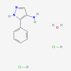 molecular formula C9H13Cl2N3O B7970034 5-phenyl-1H-pyrazol-4-amine;hydrate;dihydrochloride 