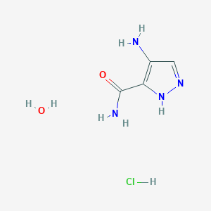 molecular formula C4H9ClN4O2 B7970047 4-amino-1H-pyrazole-5-carboxamide hydrochloride hydrate 