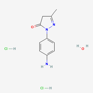 molecular formula C10H15Cl2N3O2 B7970080 2-(4-aminophenyl)-5-methyl-2,4-dihydro-3H-pyrazol-3-one dihydrochloride hydrate 