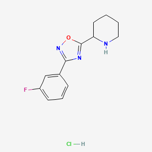 molecular formula C13H15ClFN3O B7970177 2-[3-(3-Fluorophenyl)-1,2,4-oxadiazol-5-yl]piperidine hydrochloride CAS No. 1956366-77-0