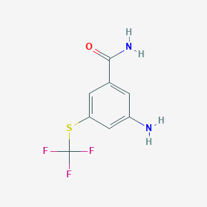 molecular formula C8H7F3N2OS B7970211 3-Amino-5-[(trifluoromethyl)thio]benzamide 