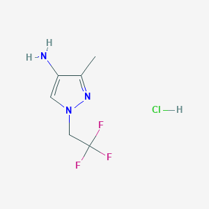molecular formula C6H9ClF3N3 B7970440 3-Methyl-1-(2,2,2-trifluoroethyl)-1H-pyrazol-4-amine hydrochloride 