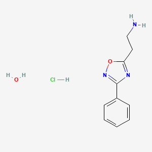 molecular formula C10H14ClN3O2 B7970528 2-(3-Phenyl-1,2,4-oxadiazol-5-yl)ethanamine hydrochloride hydrate 