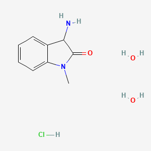 molecular formula C9H15ClN2O3 B7970651 3-amino-1-methyl-1,3-dihydro-2H-indol-2-one hydrochloride dihydrate 
