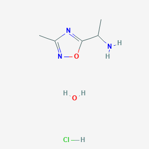 molecular formula C5H12ClN3O2 B7970672 1-(3-Methyl-1,2,4-oxadiazol-5-yl)ethanamine hydrochloride hydrate 