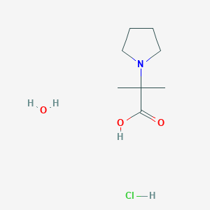 molecular formula C8H18ClNO3 B7970712 2-Methyl-2-(1-pyrrolidinyl)propanoic acid hydrochloride hydrate 